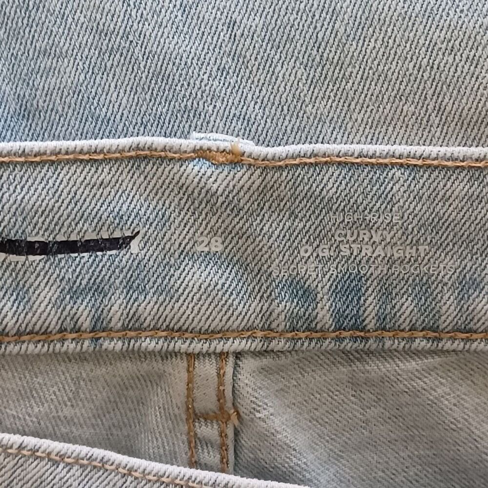 Old Navy Jeans Plus Sz 28 Curvy High Waist Straight Ankle Leg Ripped Light Wash - Picture 9 of 10